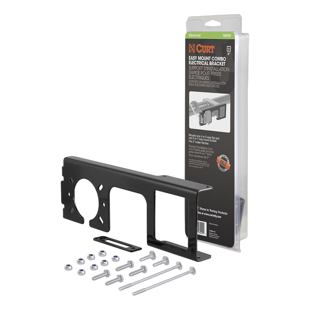 CURT Easy-Mount bracket supports 6- or 7-round connector compatibility beside the hitch.