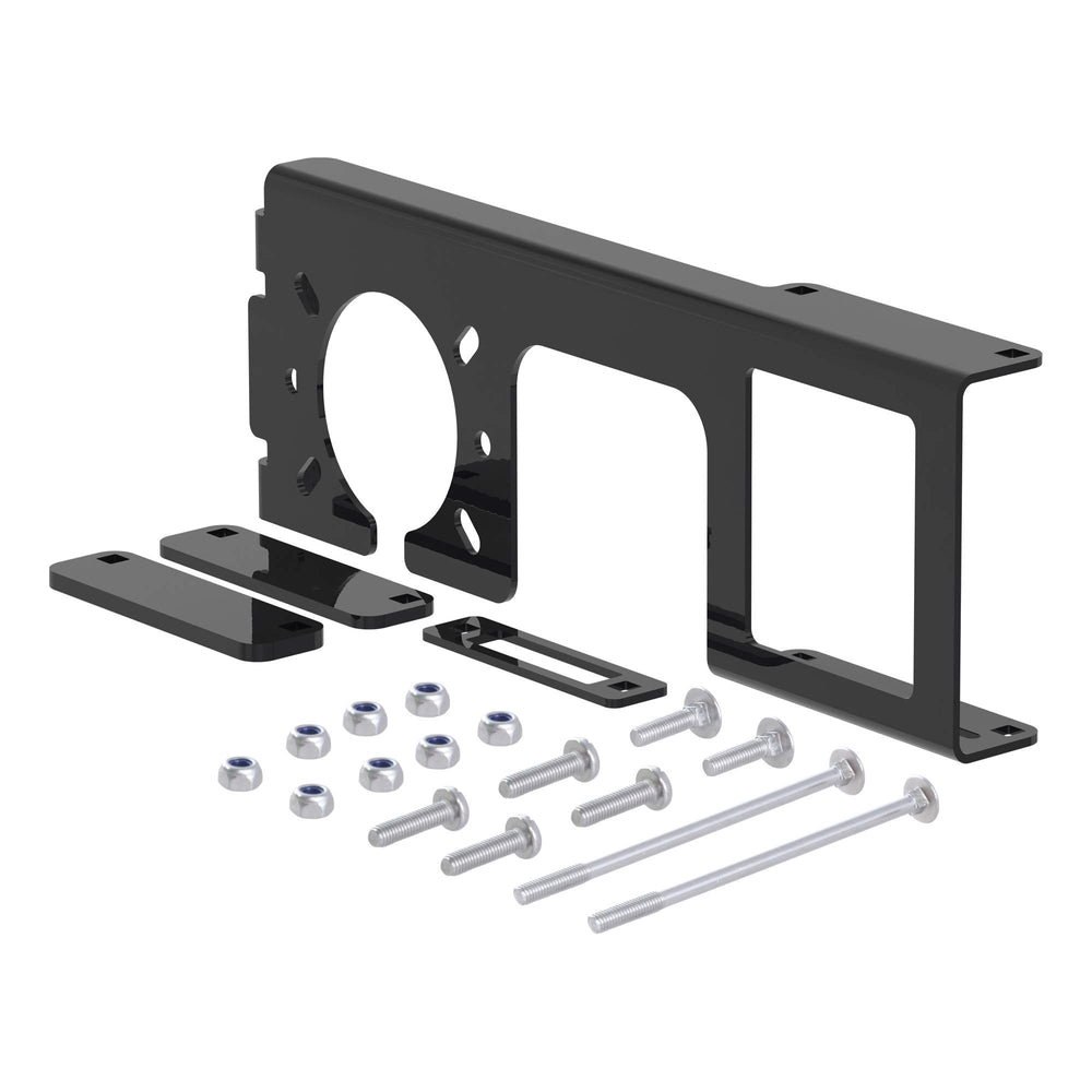 CURT Easy-Mount bracket mounted over a 2x2 receiver, keeping trailer wiring tidy.