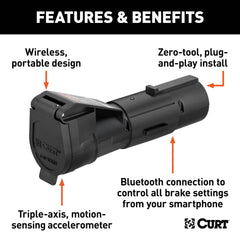 Locking tab and strap secure the 7-way connection during towing