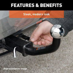 Permanently fixed tow ball on CURT euro mount enhances security during use.