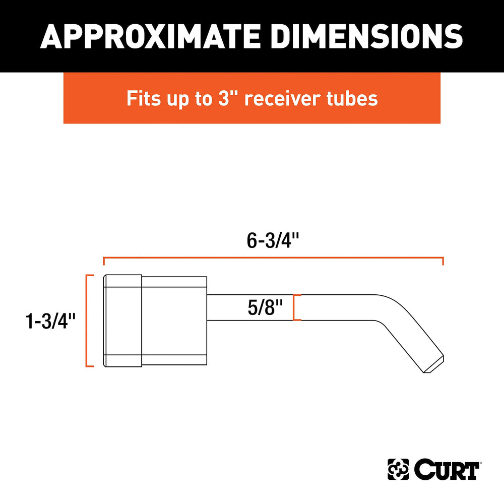CURT hitch lock with a 5/8 inch pin fits common receivers for secure towing.