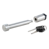 CURT hitch lock barbell pin securing a ball mount for added trailer security.