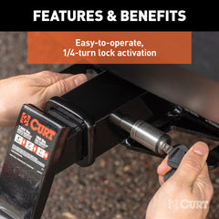 CURT hitch lock with two included keys for convenient access.