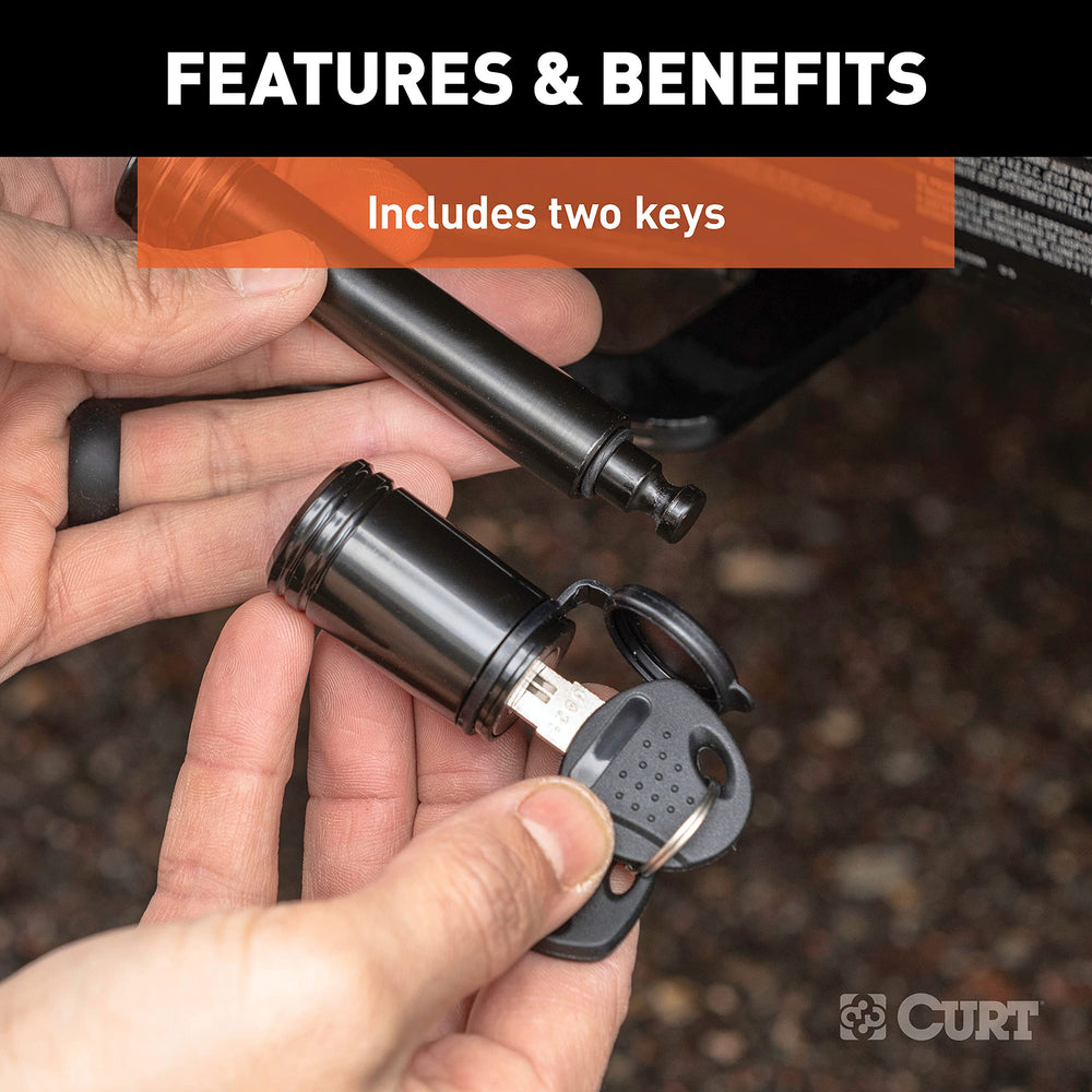 CURT hitch lock weather protection emphasizes all-weather towing readiness.