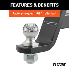 CURT loaded ball mount's black powder coat protects against rust and UV damage.