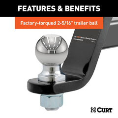 CURT glossy finish resists rust and UV exposure during towing.