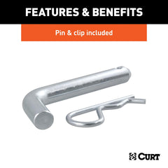CURT loaded ball mount includes pin and clip for quick installation