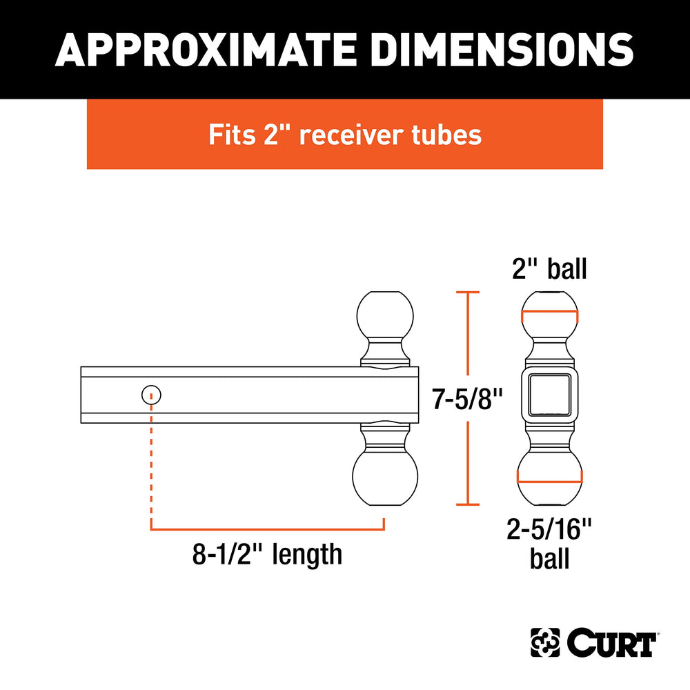 CURT quick-switch between 2-inch and 2-5/16-inch balls for versatile towing.