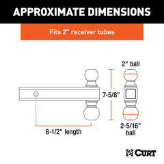 CURT quick-switch between 2-inch and 2-5/16-inch balls for versatile towing.