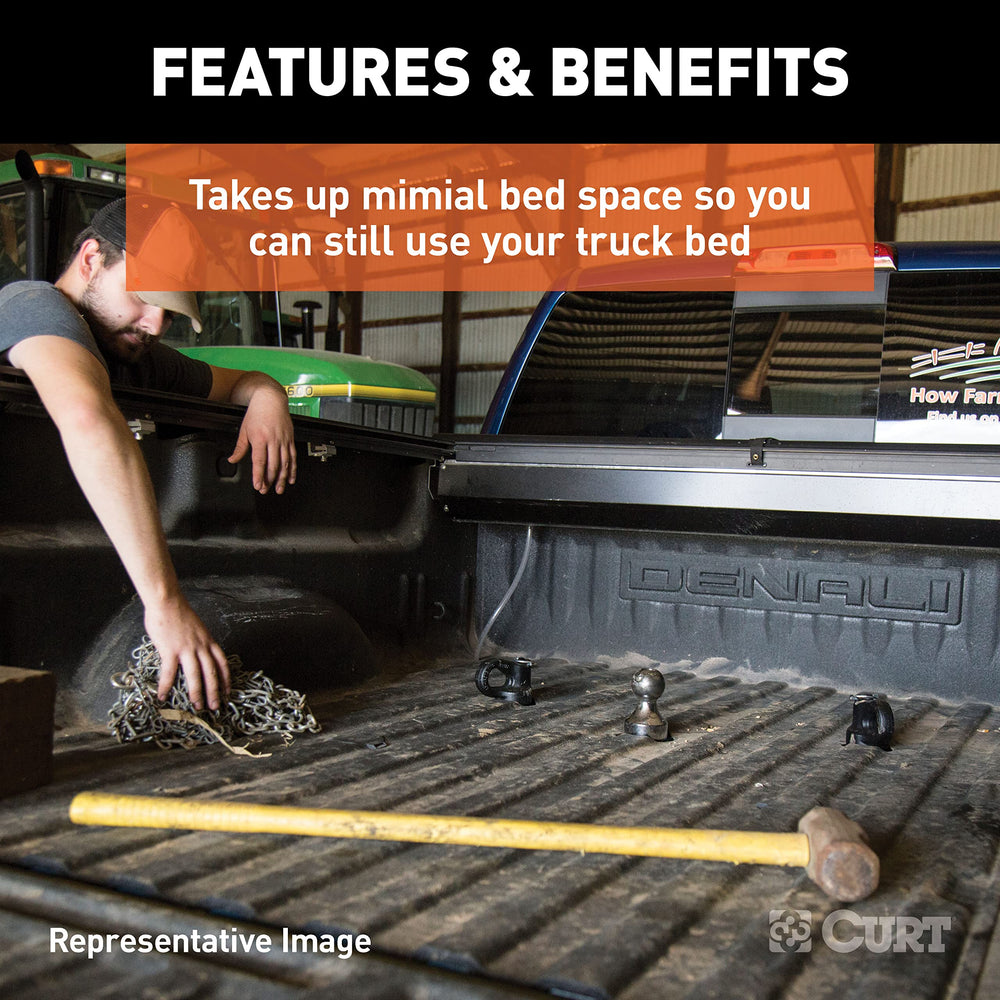 CURT ram puck system insert simplifies fast, tool-free setup.
