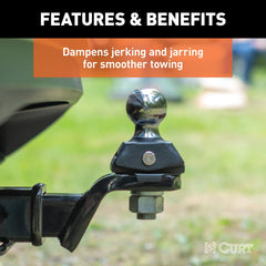 Cushioned isolators reduce rattling and vibration at the hitch connection.