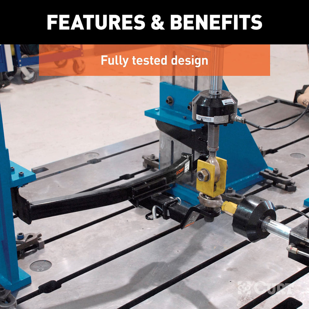 SAE J684 safety testing label on CURT hitch for reliability