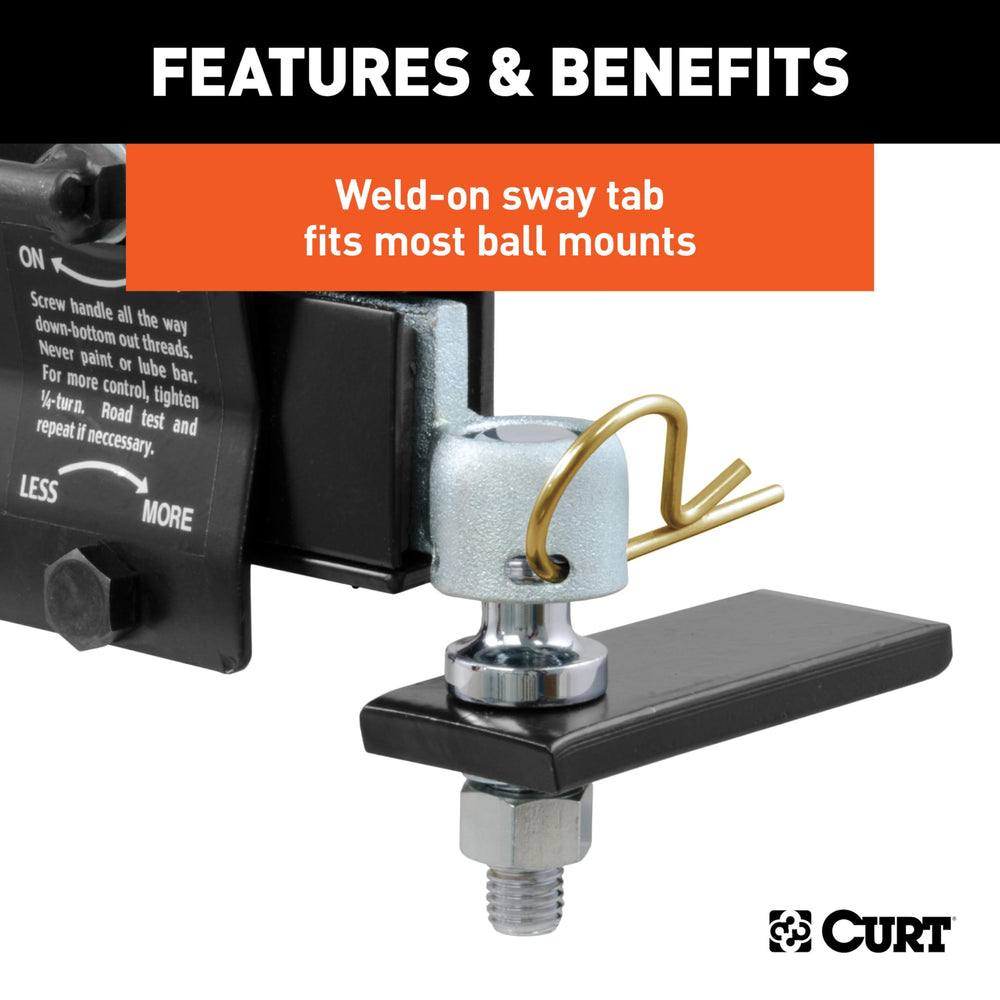 CURT adjustment bolt adapts to different load sizes for tailored towing.