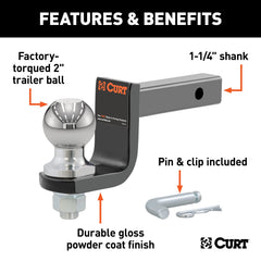 CURT 2-inch trailer ball included for standard couplers