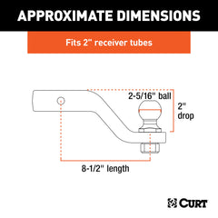 CURT trailer ball 2-5-16 inch for secure coupler connection.