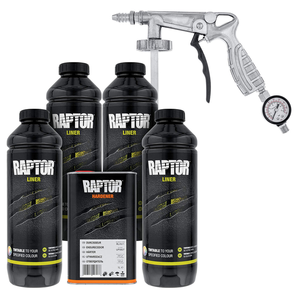 Custom Shop U-Pol Raptor hardener shown for consistent cure and durability.