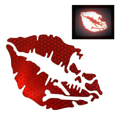 customtaylor33 Death Kiss skull crossbones lips decal on red 3-inch reflective vinyl for helmets