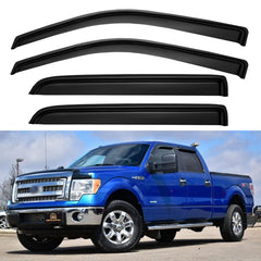 Cxdar window rain guard for Ford F-150 SuperCrew outside mount for rain deflection and airflow.