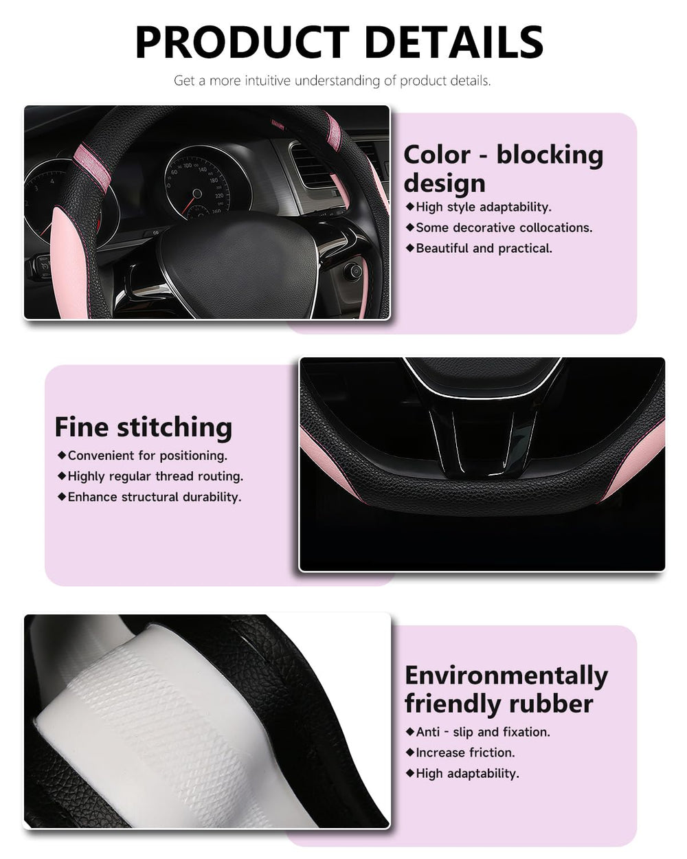 Cxtiy easy-install pink steering wheel cover for quick setup