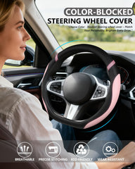 Cxtiy pink flat-bottom steering wheel cover enhances driving comfort