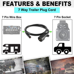 CXTM 7-pin trailer harness with molded connector for durable camper towing setups.