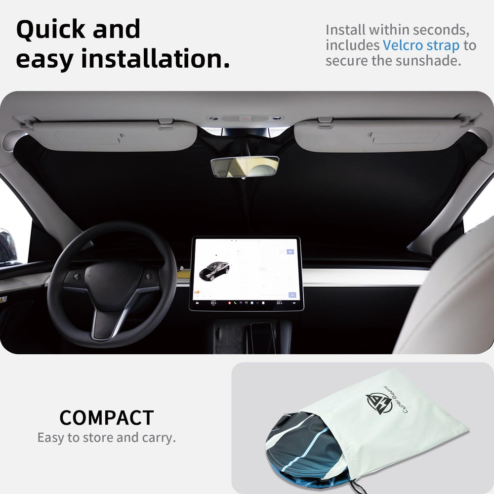 CYBERBEANS Ludicrous Sunshade rearview mirror cutout prevents obstruction while driving