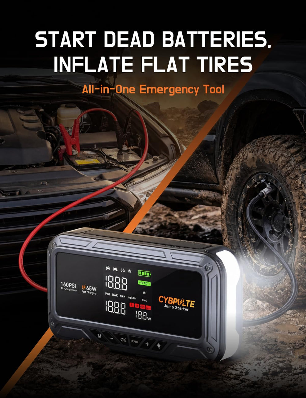 CYBPULTE 160psi tire inflator auto shuts off at the target pressure.