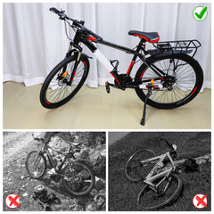 Cyfie bike kickstand stable parking on grass, dirt and uneven ground.