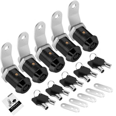 Cylinnda 5-pack cabinet locks in matte black, securely guarding RV storage.