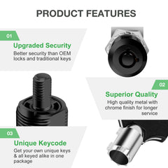 Cylinnda black finish cam lock mounted on a door edge.