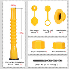 Cyluer vent cap options A and B for different cans and barrels.