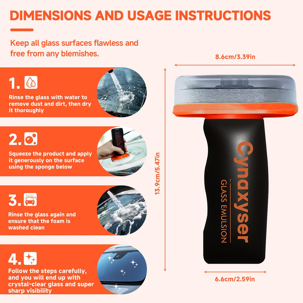 Cynaxyser glass cleaner removes oil film for clearer night driving