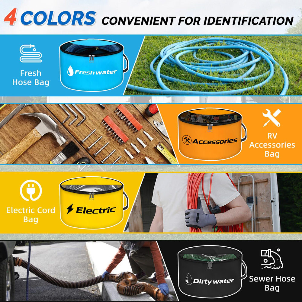 Cyrico yellow bag neatly stores electrical cords to prevent tangles.