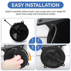 Strap-secured cap protects hose during storage and transport.