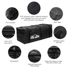 CZC AUTO weatherproof hitch cargo bag protecting luggage from rain and snow
