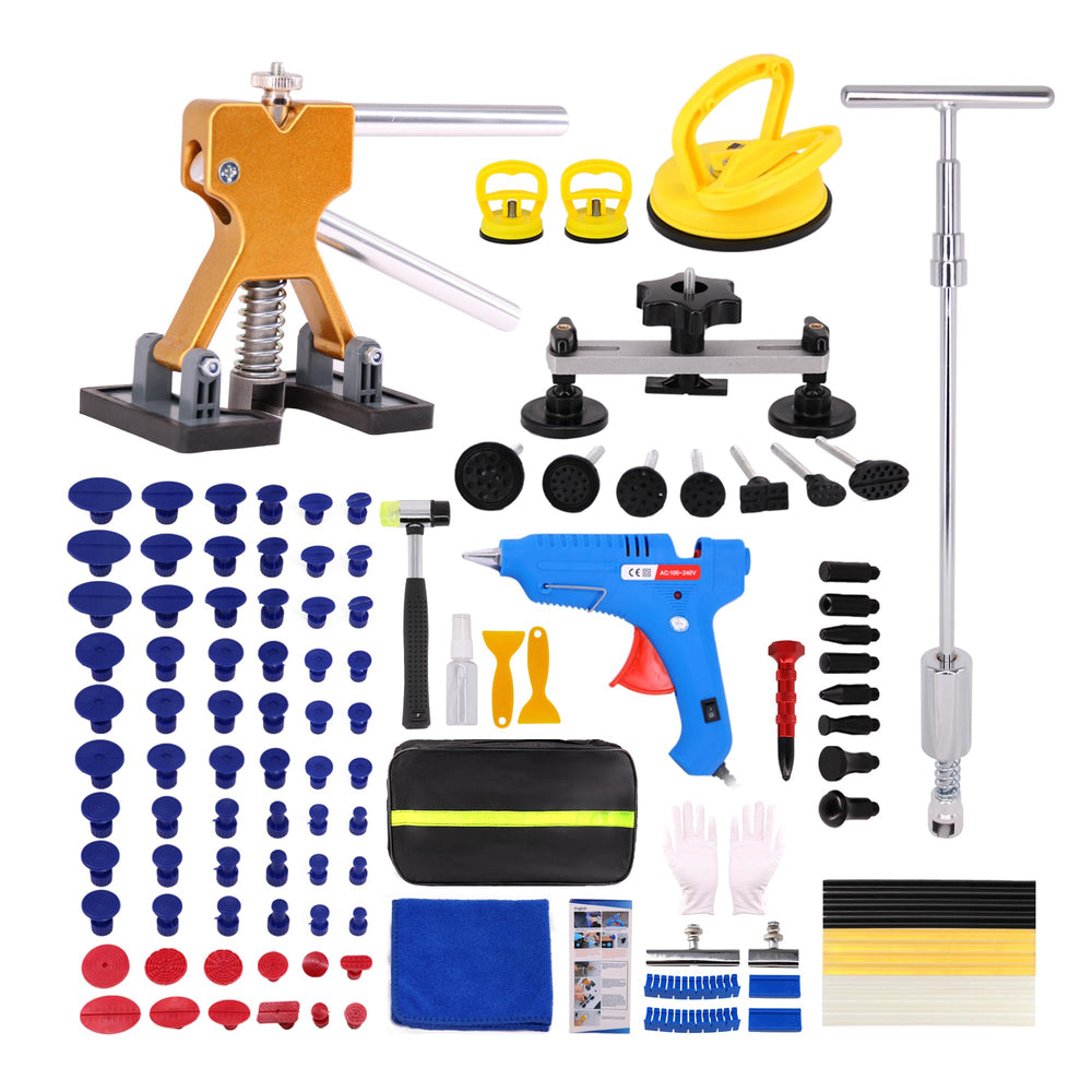 CZJCMECH car dent puller kit for paintless repair on auto panels.