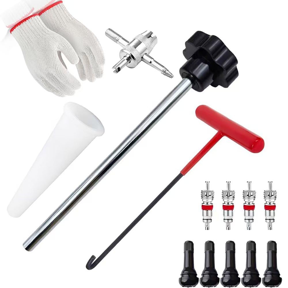CZRWJXW tire valve stem removal tool in use for quick core replacement