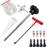 CZRWJXW tire valve stem removal tool in use for quick core replacement