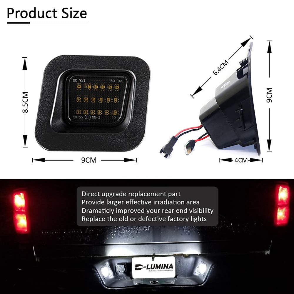 D-Lumina 18 SMD LEDs provide bright, even license plate illumination.