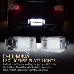 D-Lumina license light 18-SMD detail highlights robust ABS housing and waterproof design