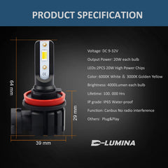 D-Lumina switchback H16 fog light 6000K beam improves night clarity
