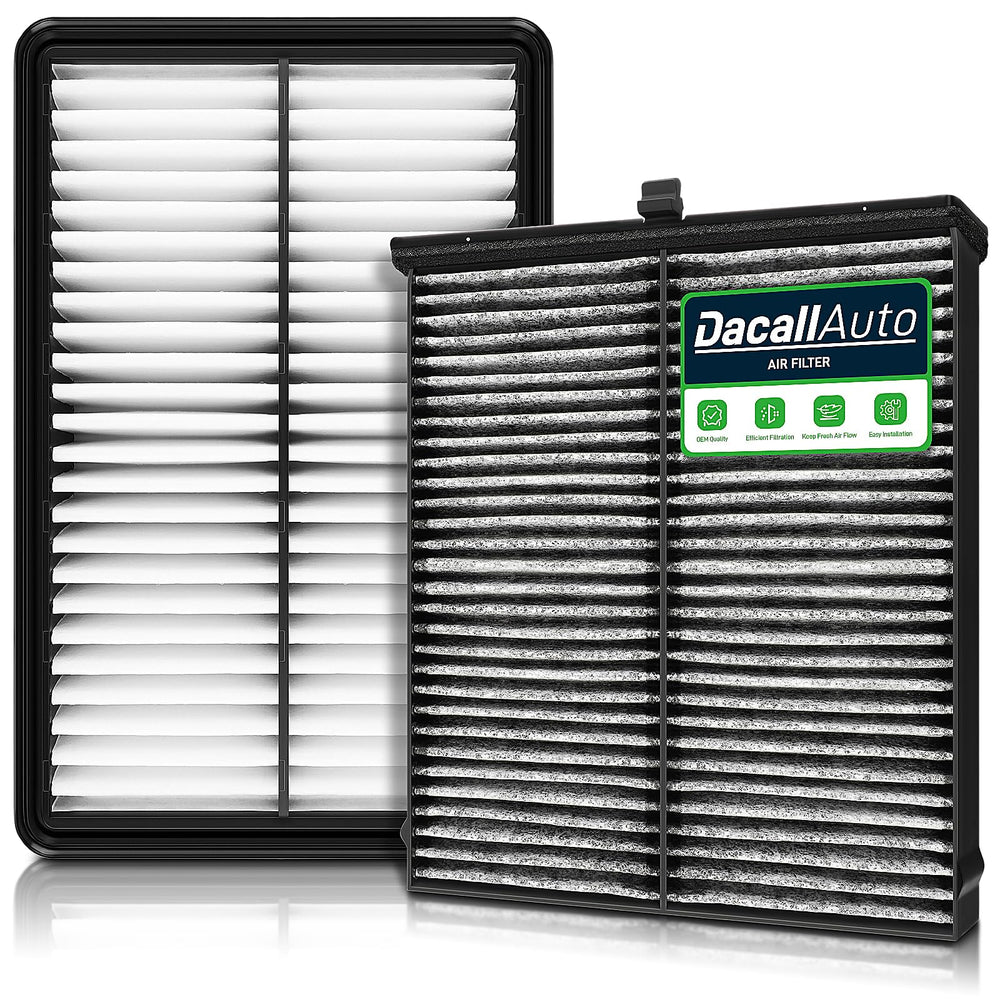 Dacall engine and cabin filter set for Mazda 3 packaging highlights compatibility and value.