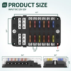 DAIERTEK 12-way fuse block keeps wiring neat and organized.
