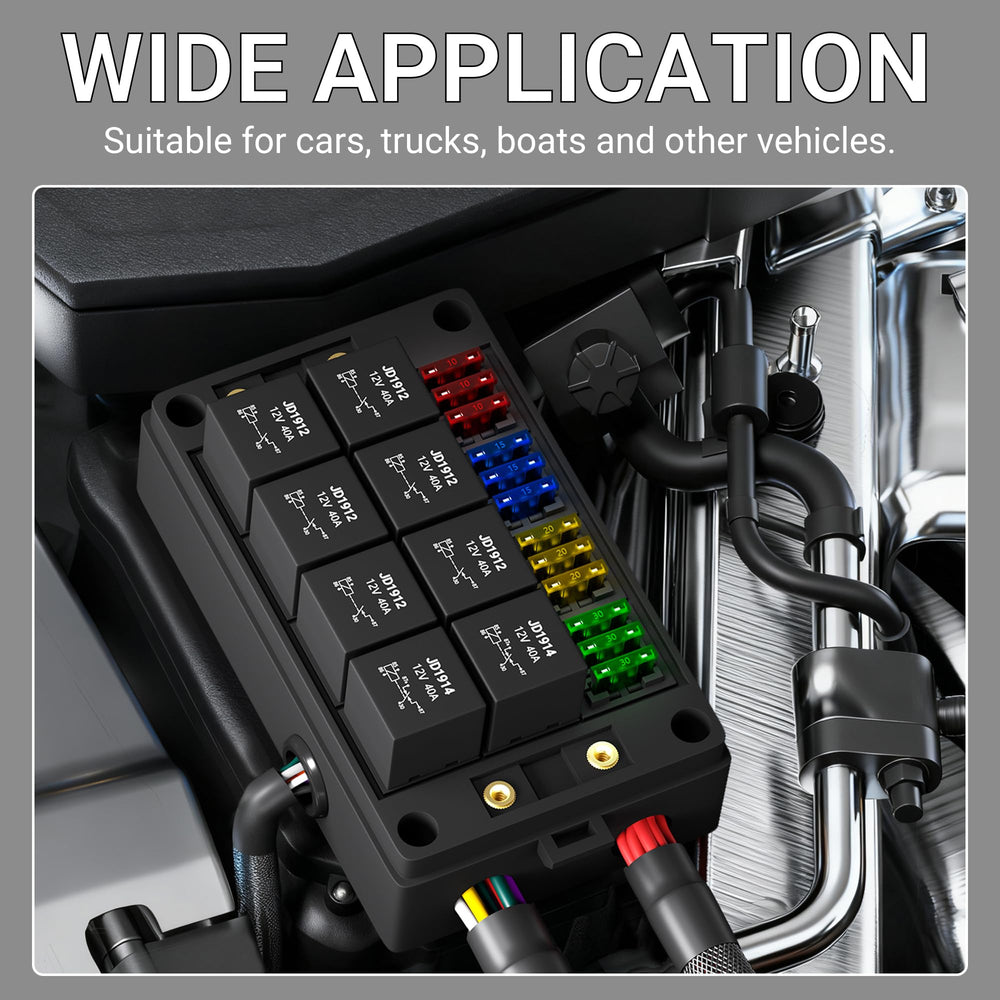 DaierTek organized fuse and relay panel promotes neat installations.