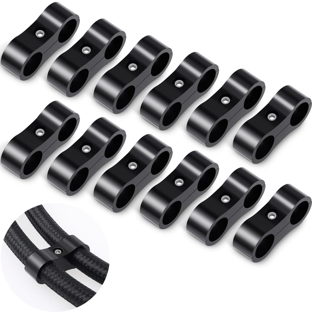 DaisyInner 6AN hose separator clamp in black keeps fuel hoses neatly organized and accessible