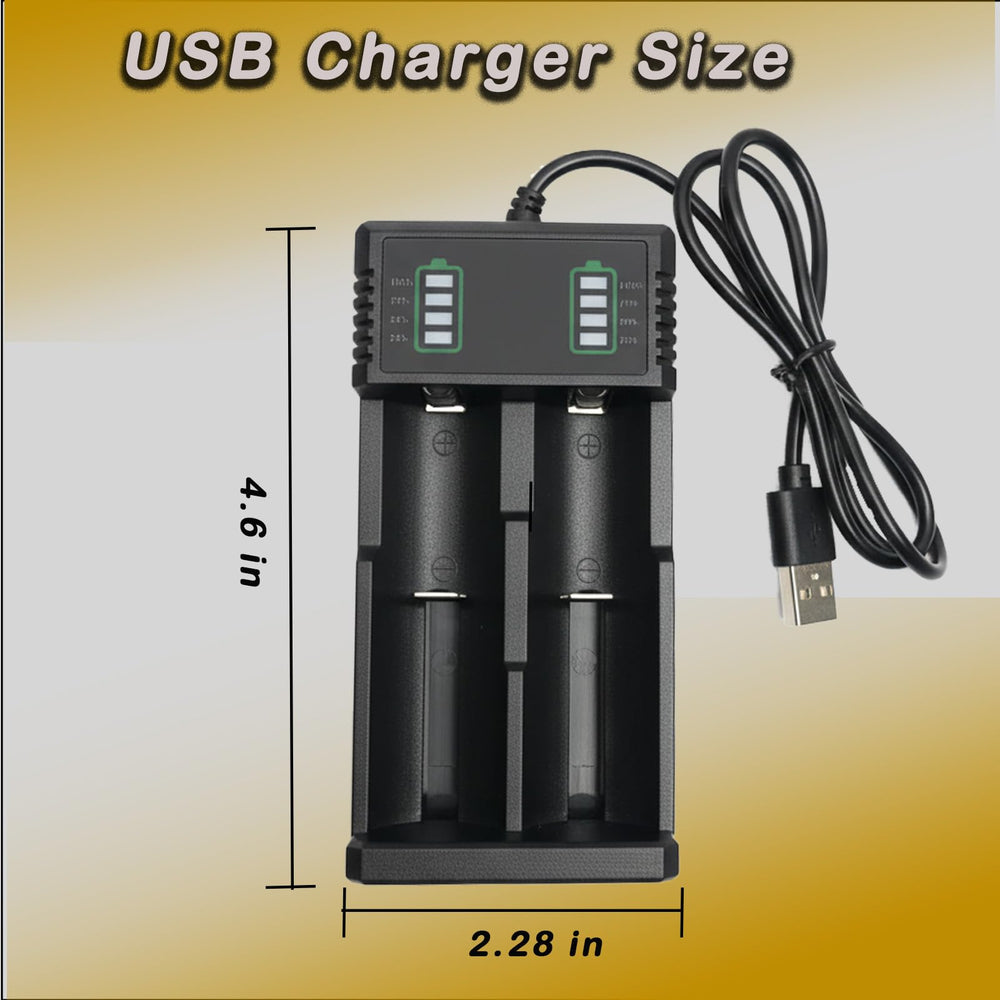 Dalolab two-slot charger supports different battery lengths for flexibility.