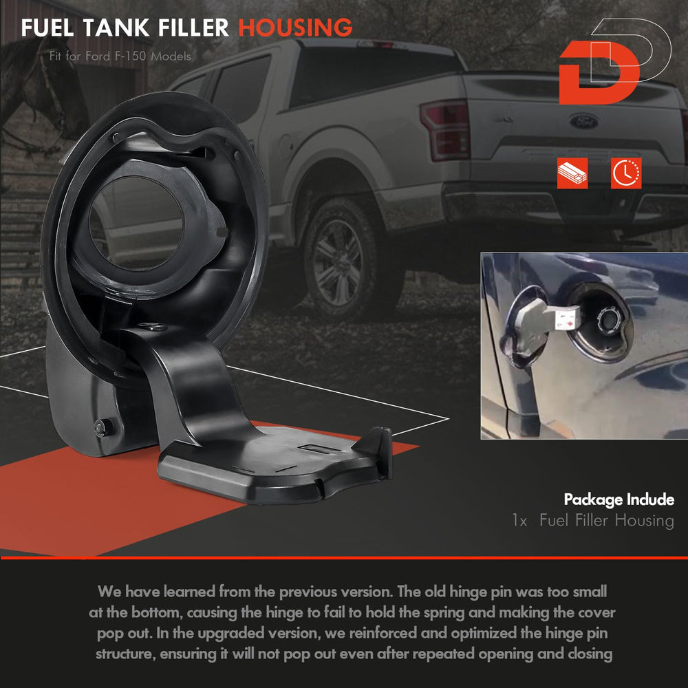 Daposhac ABS plastic fuel door housing resists moisture and temperature changes.