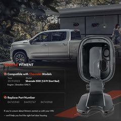 Daposhac fuel door housing front view; OEM-style fit for a seamless Silverado look.