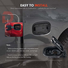 Daposhac fuel door housing for gas models simplifies replacement.
