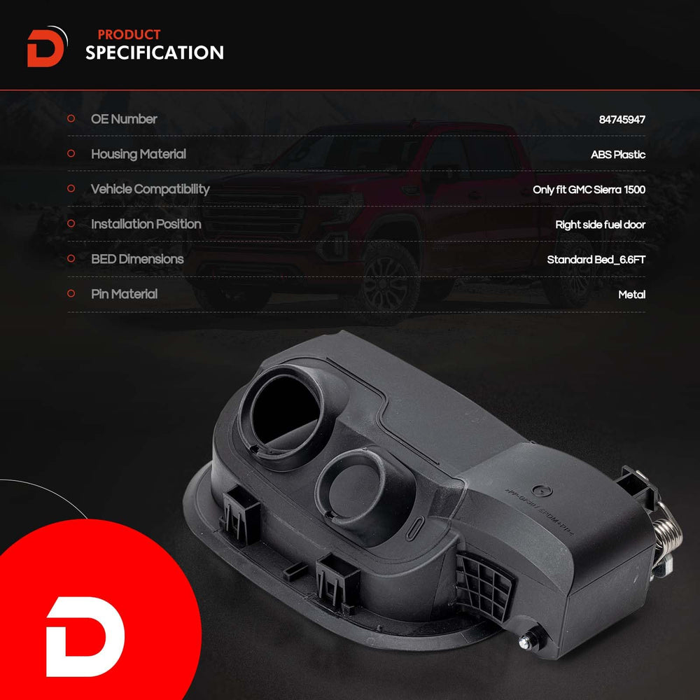 Daposhac reinforced spring feature supports durable fuel door performance.
